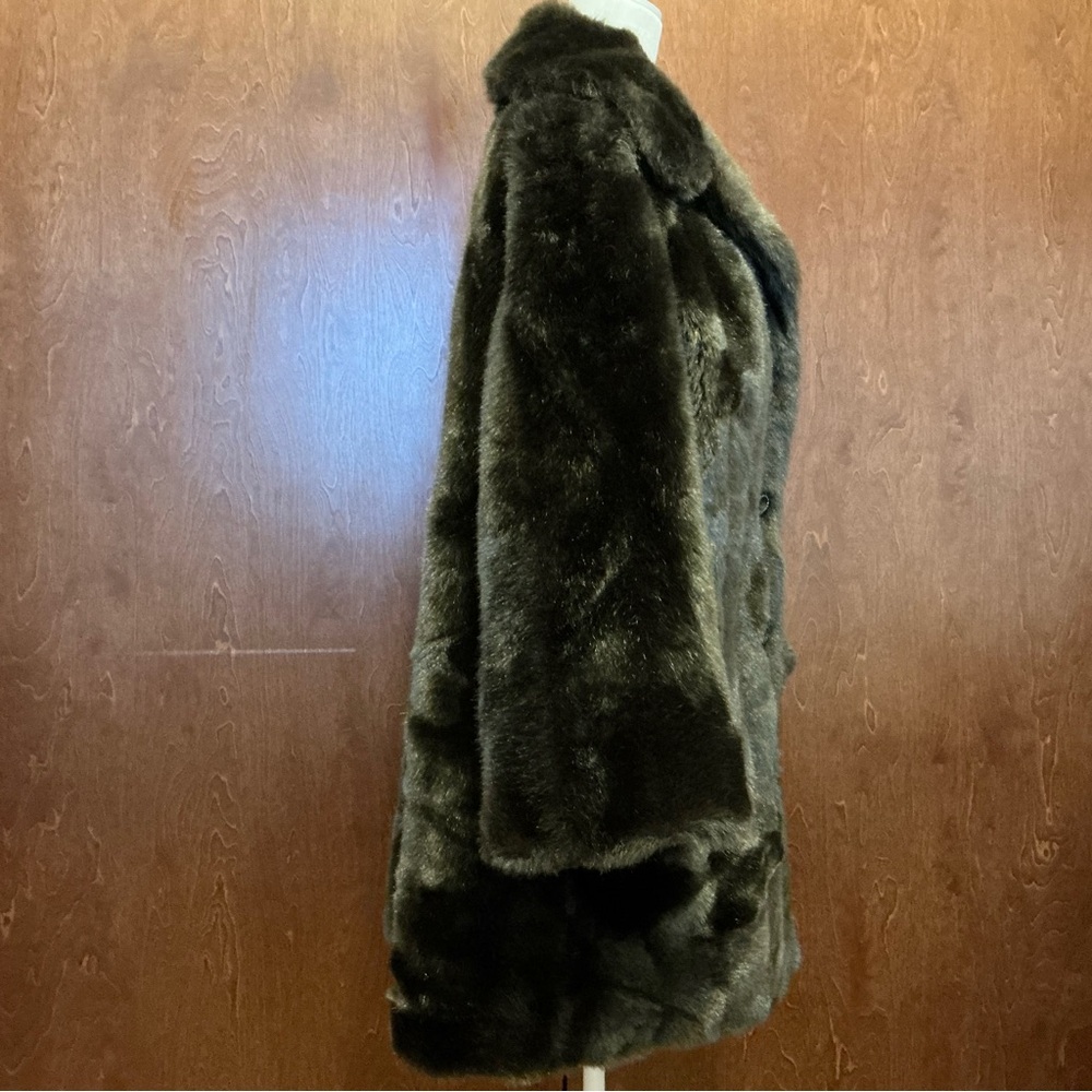 Womens Vintage 80s Faux Fur Coat Brown Mixed Size L/XL Luxurious Glam Party - Picture 5 of 14